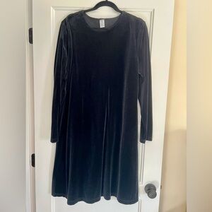Black Velvet Long Sleeve Stretch Dress Lands End Cocktail Party Women Plus 18 20